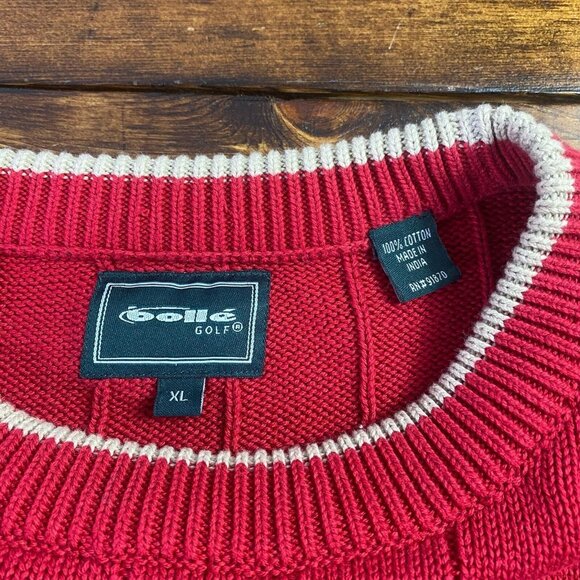 Bolle Golf Pullover Sweater Mens Size XL Embroidery Crew Neck Red Long Sleeve - Picture 3 of 7